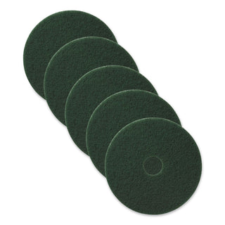 Scrubbing Pads, 20" Diameter, Green, 5/Carton