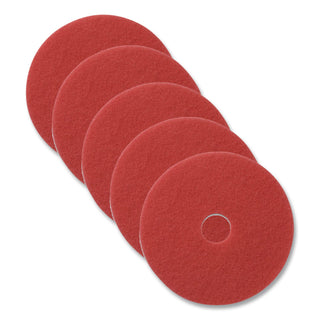 Buffing Pads, 20" Diameter, Red, 5/Carton