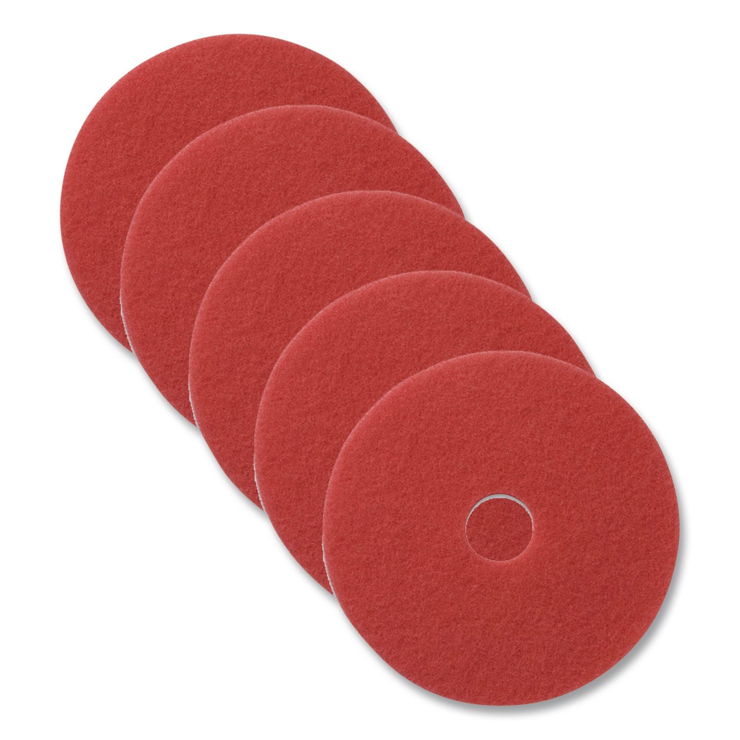 Buffing Pads, 20" Diameter, Red, 5/Carton
