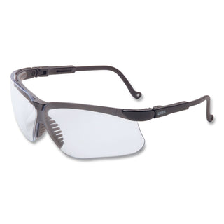 Genesis Wraparound Safety Glasses, Black Plastic Frame, Clear Lens