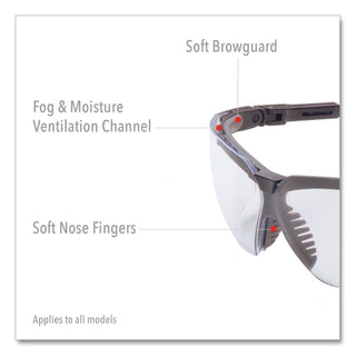 Genesis Wraparound Safety Glasses, Black Plastic Frame, Clear Lens