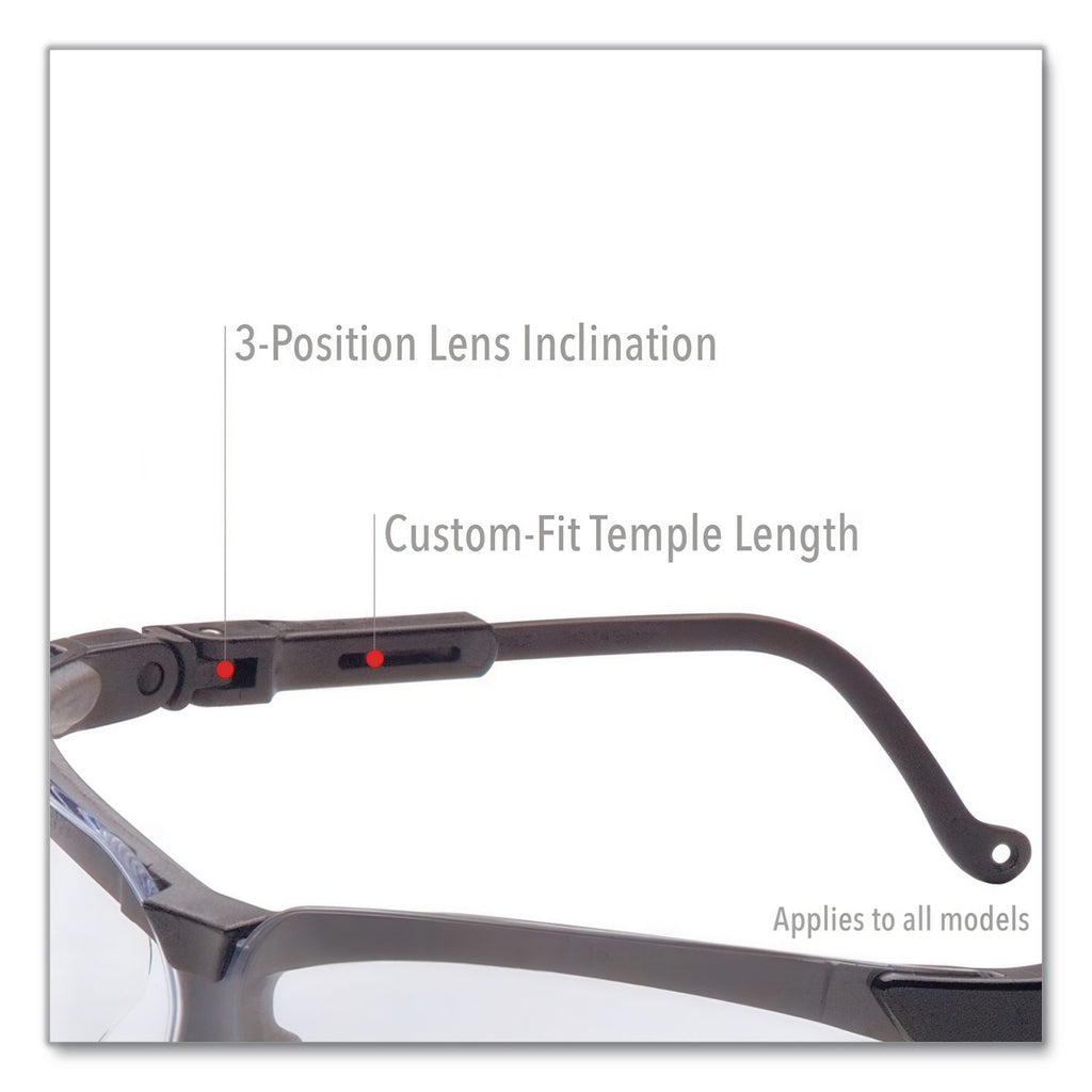 Genesis Wraparound Safety Glasses, Black Plastic Frame, Clear Lens