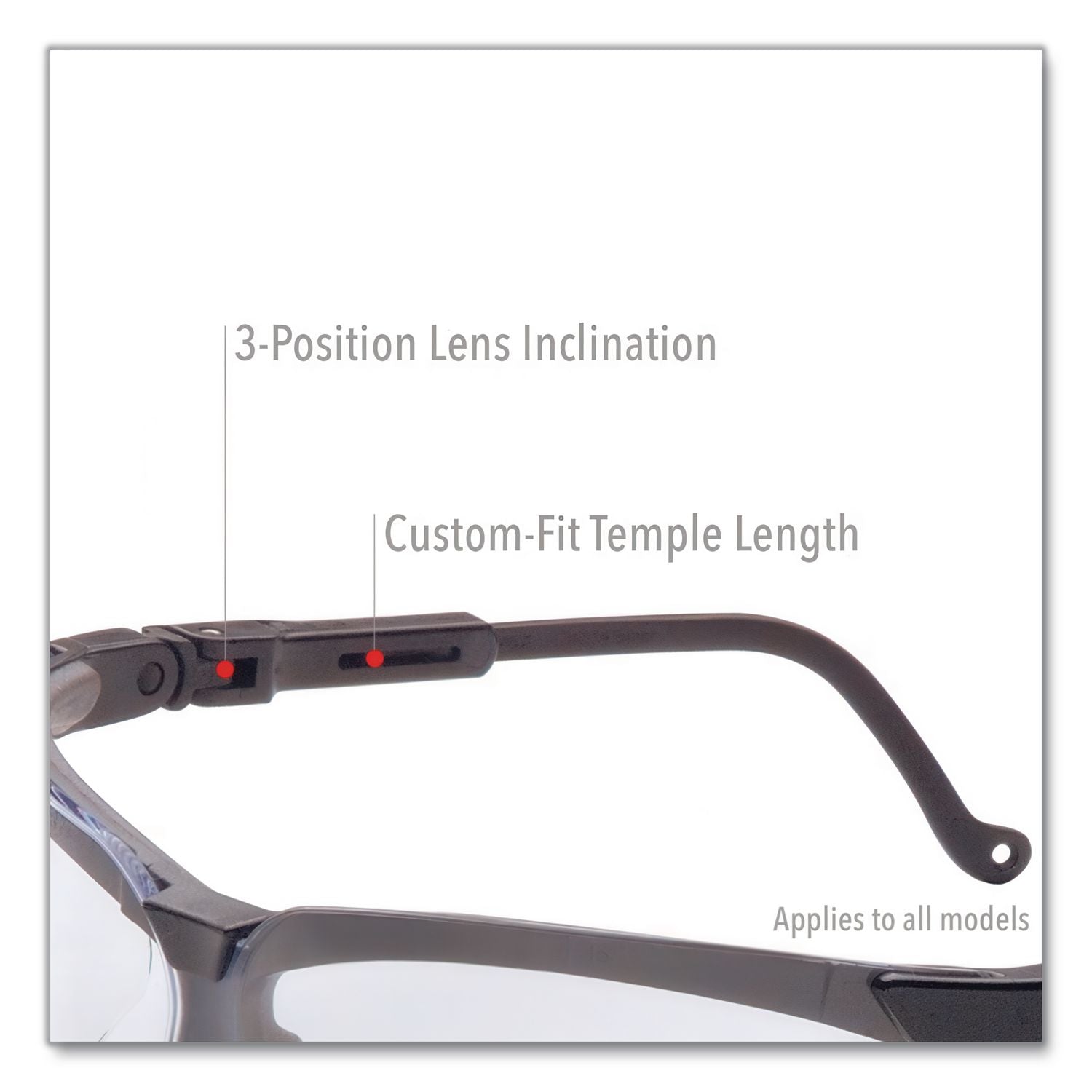 Genesis Wraparound Safety Glasses, Black Plastic Frame, Clear Lens
