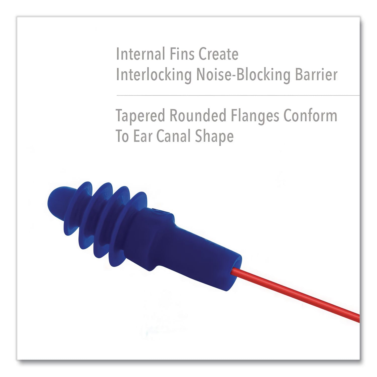 DPAS-30R AirSoft Multiple-Use Earplugs, 27NRR, Red Polycord, Blue, 100/Box