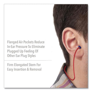 DPAS-30R AirSoft Multiple-Use Earplugs, 27NRR, Red Polycord, Blue, 100/Box