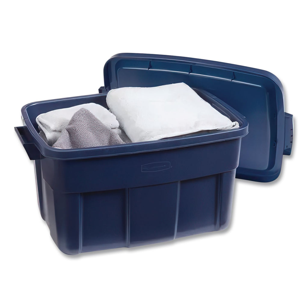 Roughneck Storage Box, 14 gal, 15.88" x 23.88" x 12.25", Dark Indigo Metallic