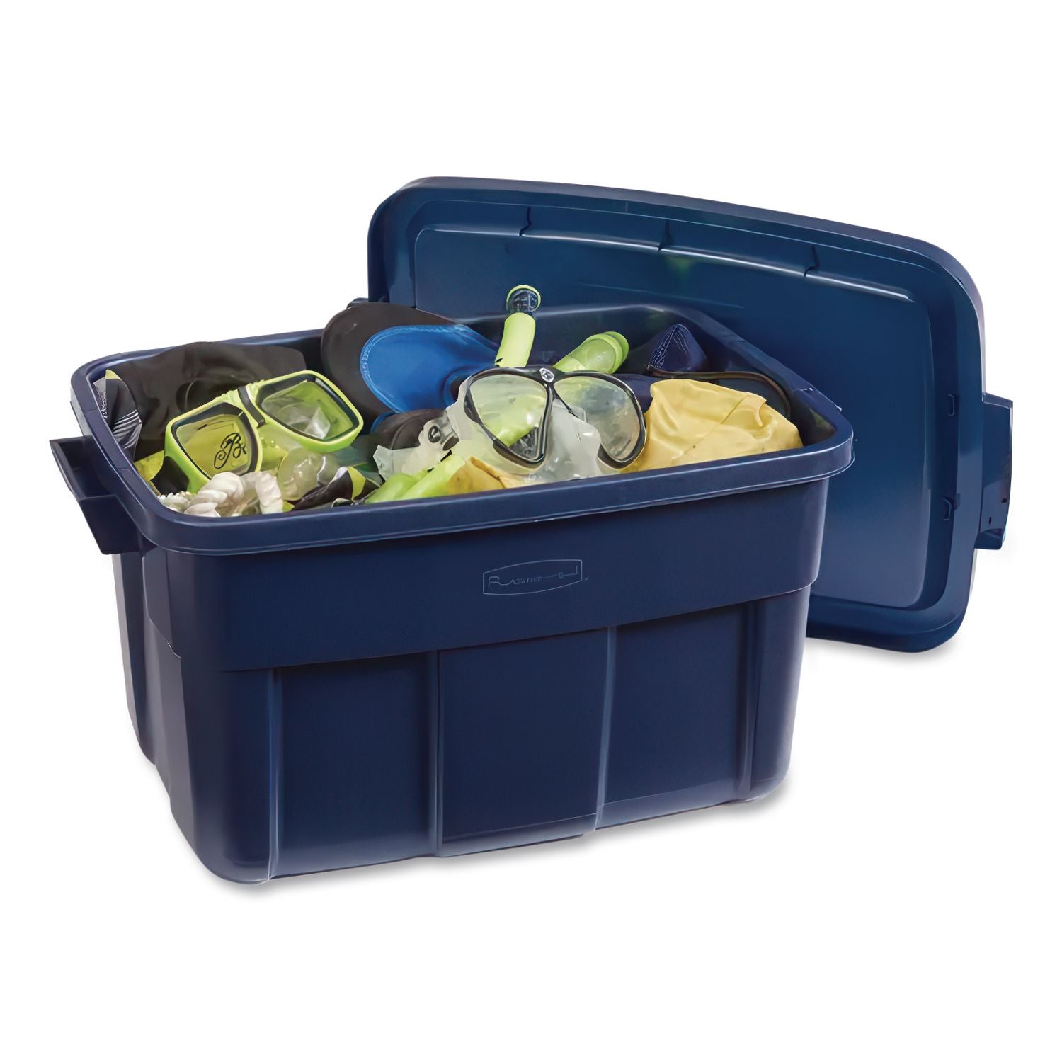 Roughneck Storage Box, 14 gal, 15.88" x 23.88" x 12.25", Dark Indigo Metallic