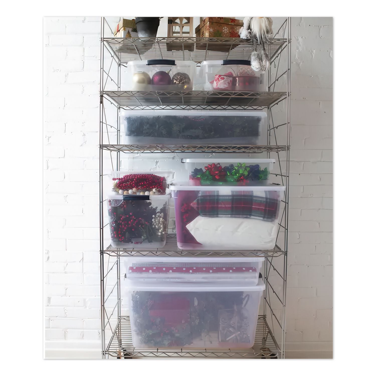 Clever Store Basic Latch-Lid Container, 95 qt, 17.75" x 29" x 13.25", Clear