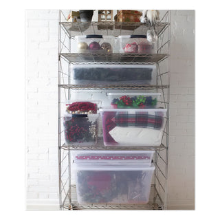 Clever Store Basic Latch-Lid Container, 95 qt, 17.75" x 29" x 13.25", Clear