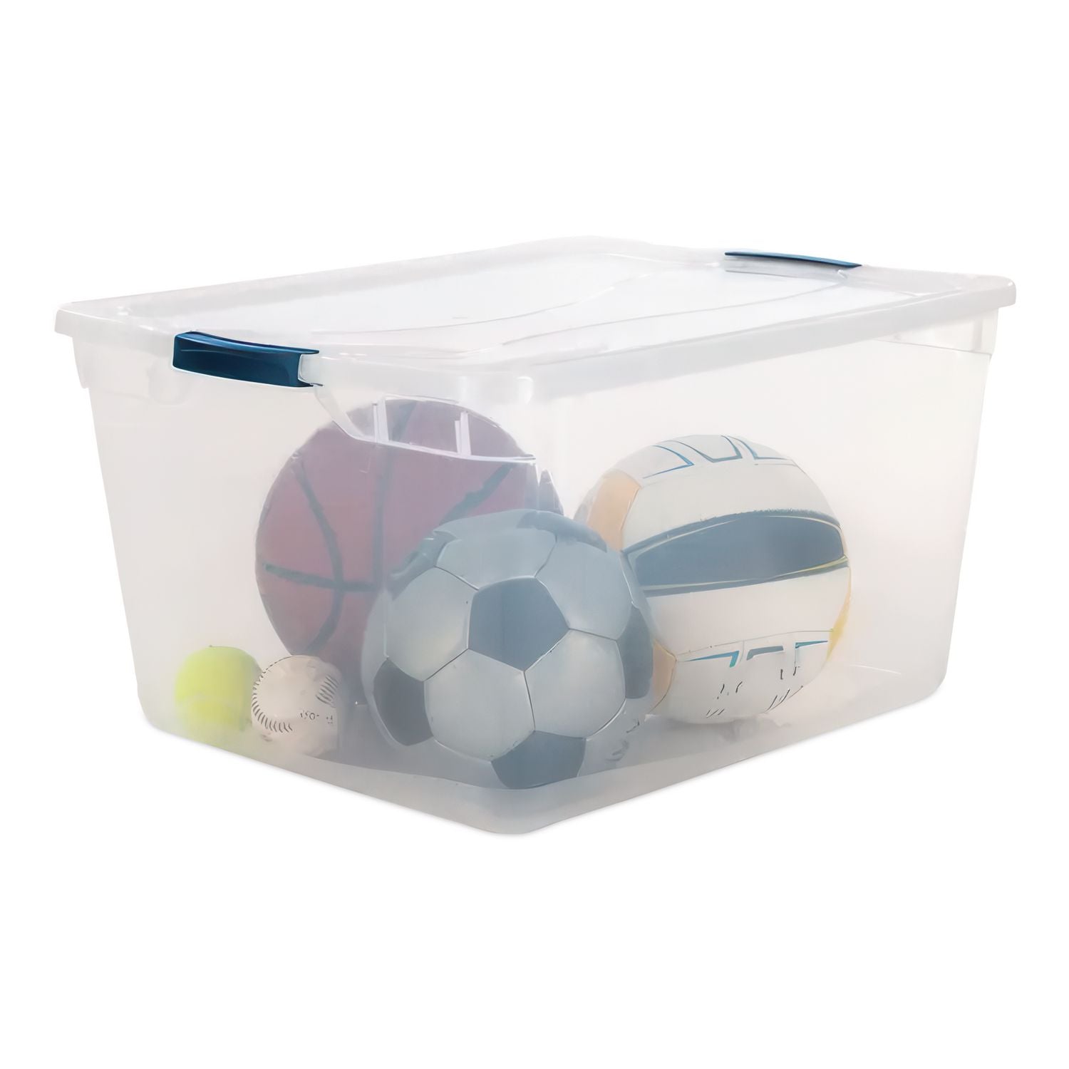 Clever Store Basic Latch-Lid Container, 71 qt, 18.63" x 23.5" x 12.25", Clear