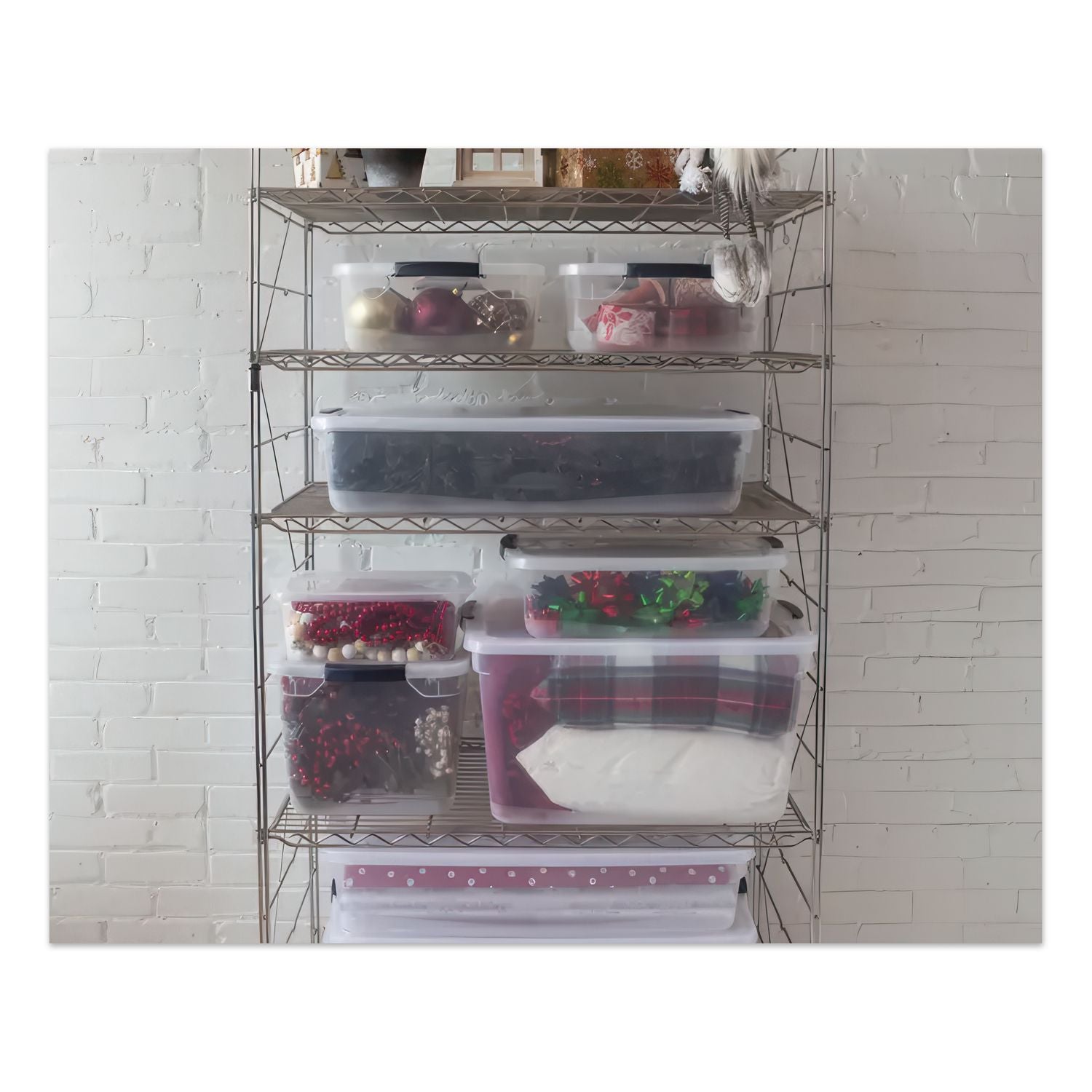 Clever Store Basic Latch-Lid Container, 71 qt, 18.63" x 23.5" x 12.25", Clear