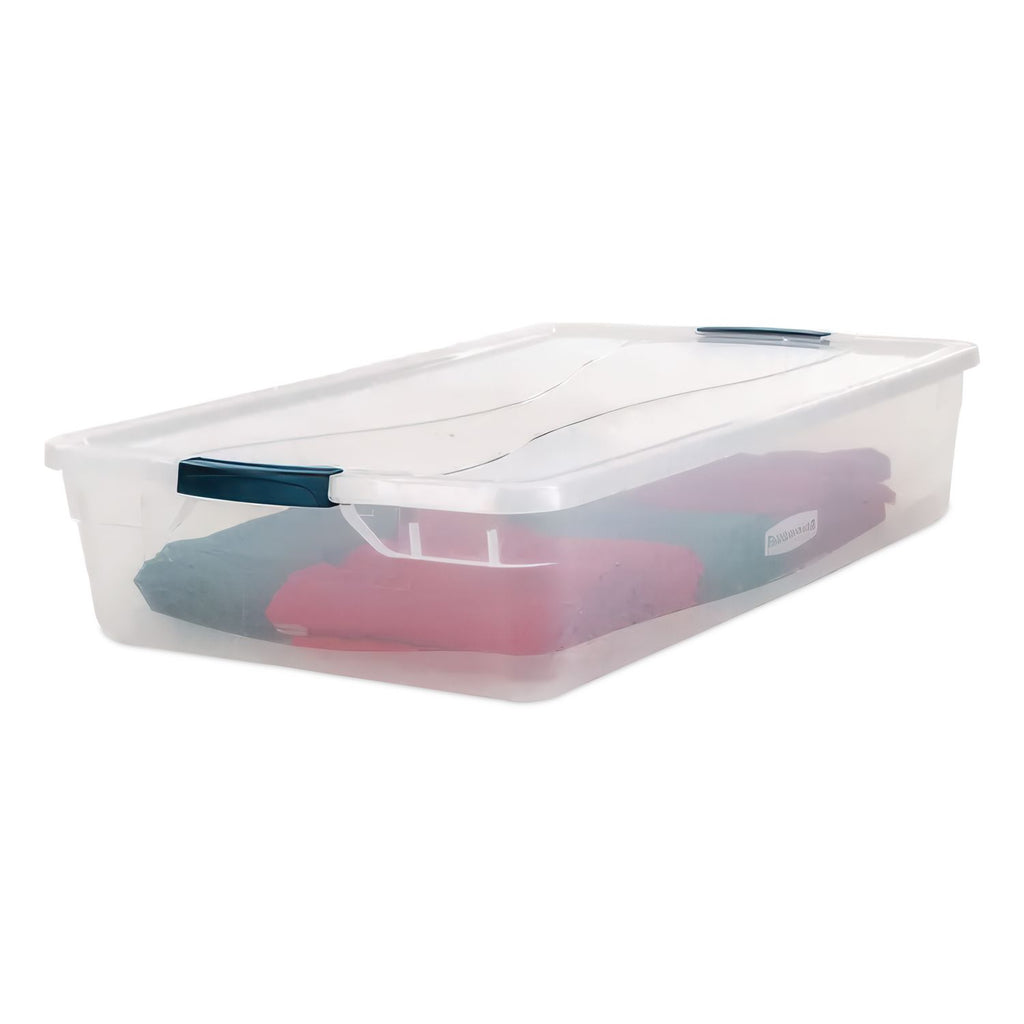 Clever Store Basic Latch-Lid Container, 41 qt, 17.75" x 29" x 6.13", Clear