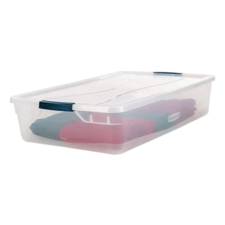 Clever Store Basic Latch-Lid Container, 41 qt, 17.75" x 29" x 6.13", Clear