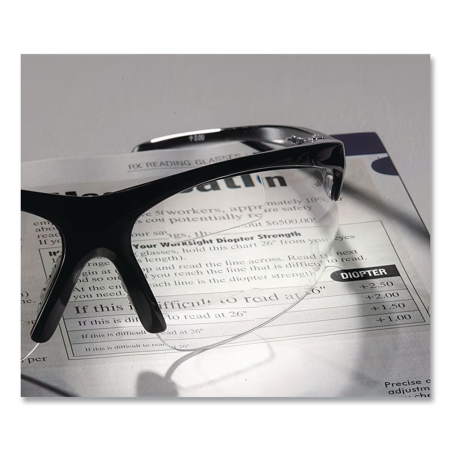 V60 30-06 RX Safety Readers, Black Frame, Clear Lens, 2.5 Diopter