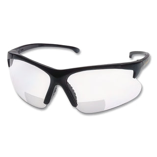 Dual Readers Safety Glasses, 2.0 Diopter, Black Frame, Clear Hardcoat Scratch-Resistant Lens