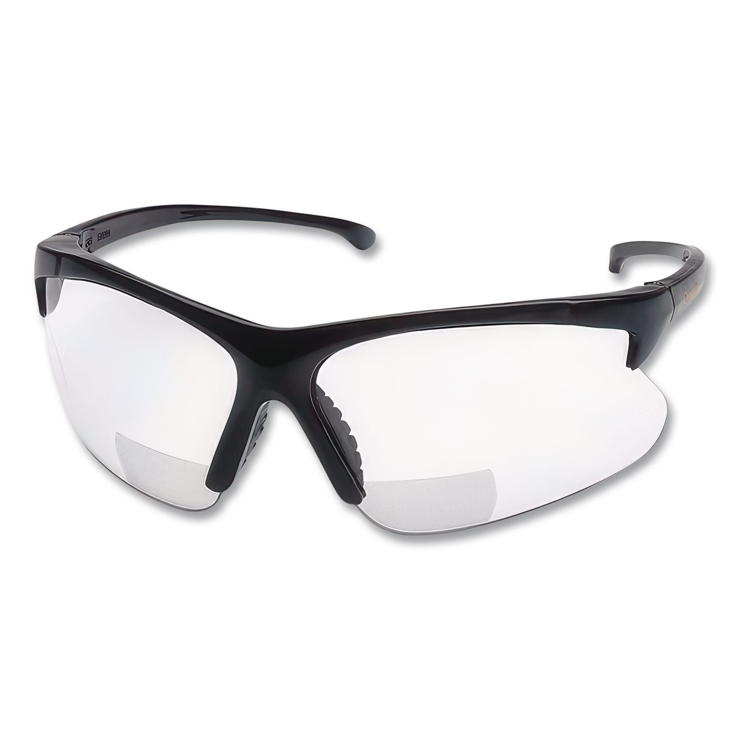Dual Readers Safety Glasses, 2.0 Diopter, Black Frame, Clear Hardcoat Scratch-Resistant Lens