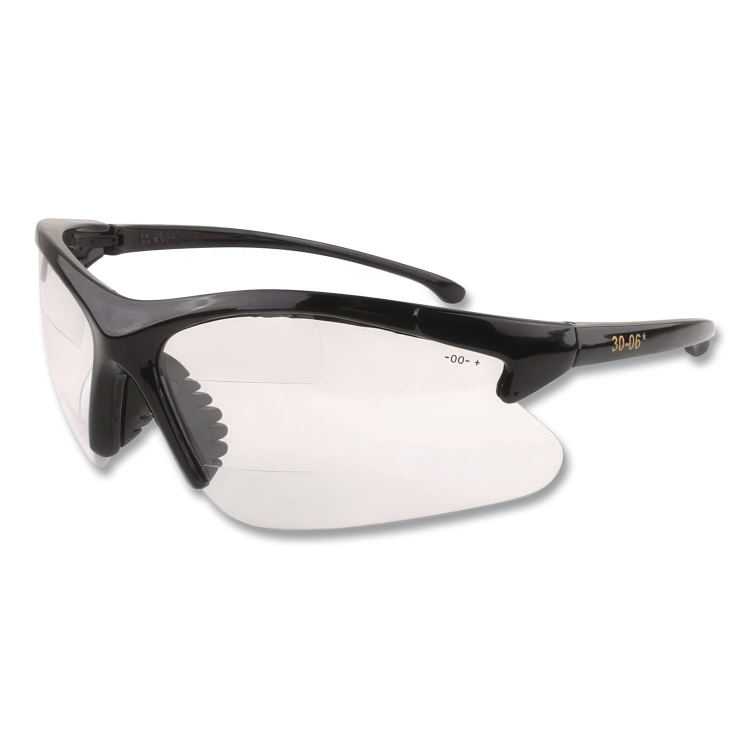 Dual Readers Safety Glasses, 2.0 Diopter, Black Frame, Clear Hardcoat Scratch-Resistant Lens