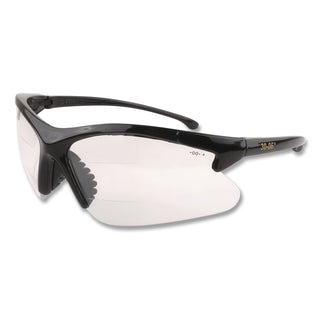 Dual Readers Safety Glasses, 2.0 Diopter, Black Frame, Clear Hardcoat Scratch-Resistant Lens