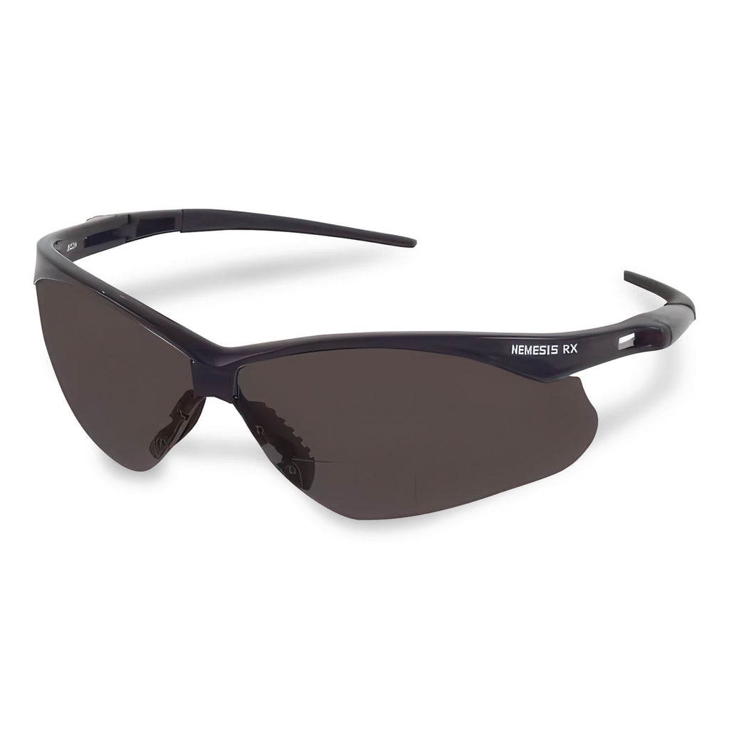 V60 Nemesis Rx Reader Safety Glasses, Black Frame, Smoke Lens, +2.0 Diopter Strength