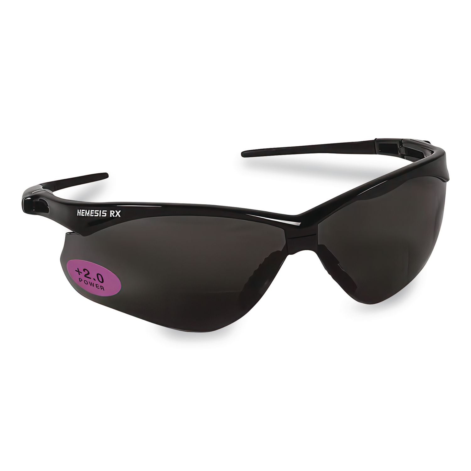 V60 Nemesis Rx Reader Safety Glasses, Black Frame, Smoke Lens, +2.0 Diopter Strength