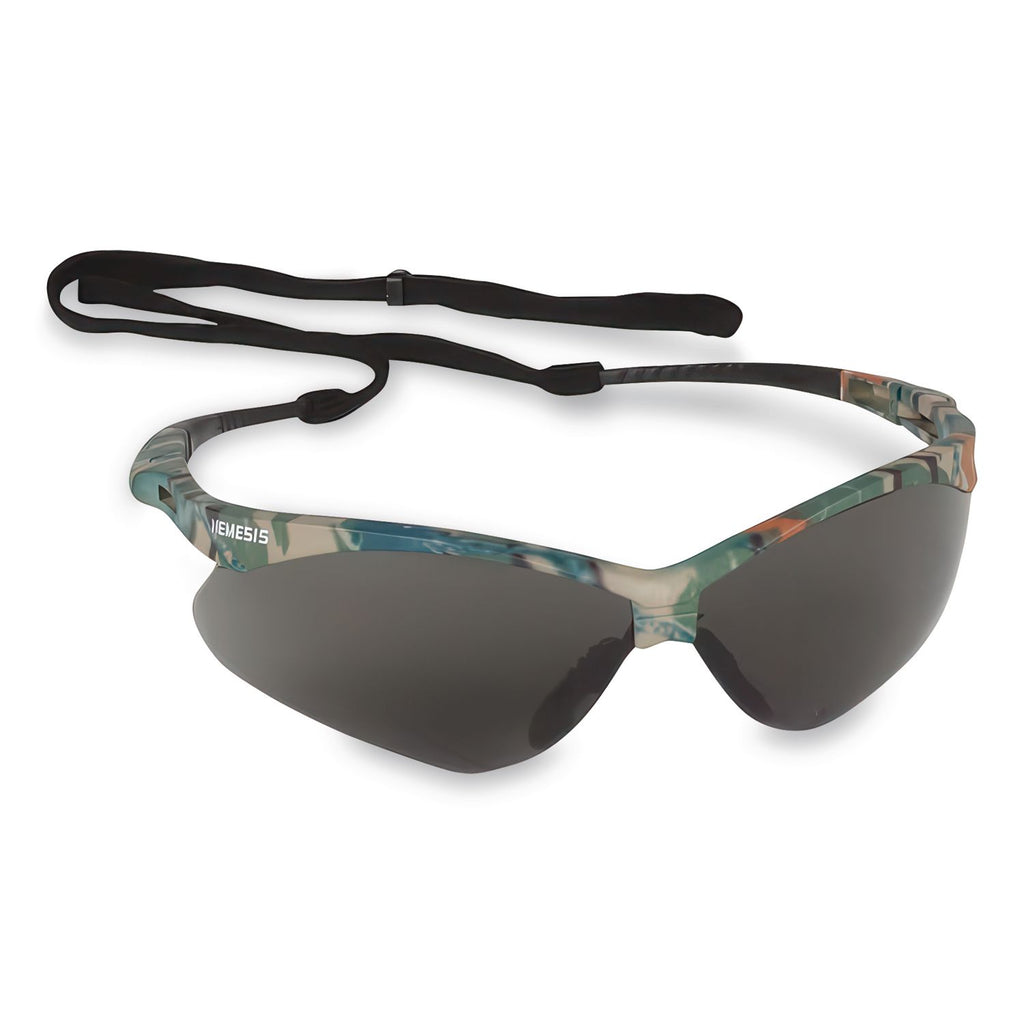 Nemesis Safety Glasses, Camo Frame, Smoke Anti-Fog Lens