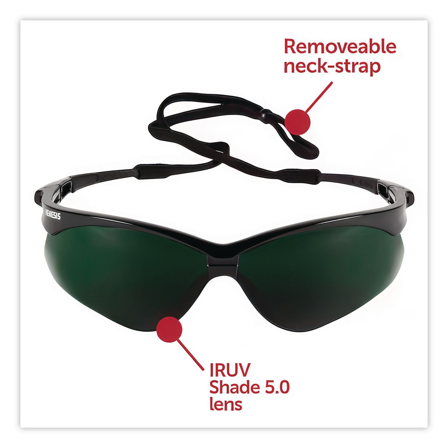 V30 Nemesis Safety Eyewear, Black Frame/IRUV 5 Lens, Nylon/Polycarb