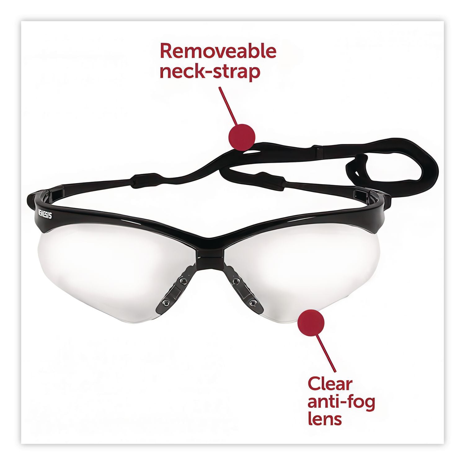 Nemesis Safety Glasses, Black Frame, Clear Anti-Fog Lens