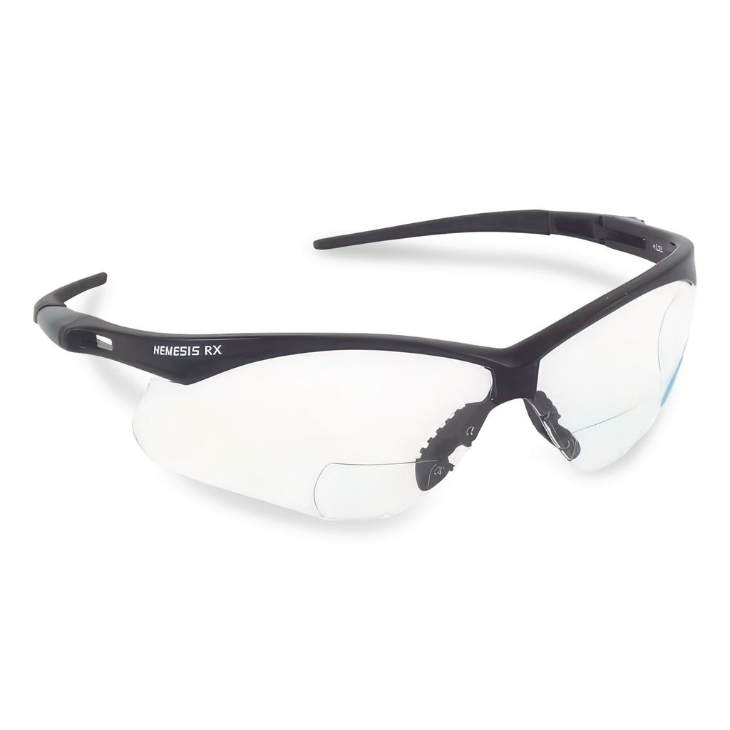 V60 Nemesis Rx Reader Safety Glasses, Black Frame, Clear Lens, +1.0 Diopter Strength