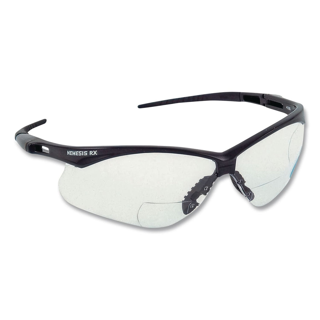 V60 Nemesis Rx Reader Safety Glasses, Black Frame, Clear Lens, +2.5 Diopter Strength