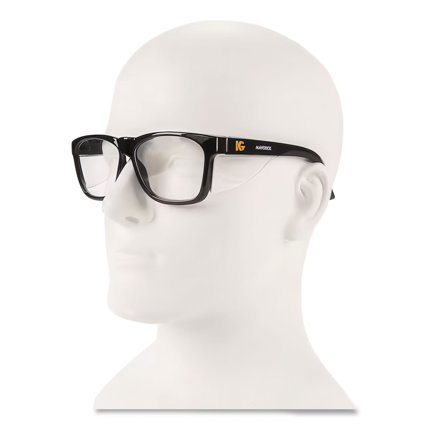 Maverick Safety Glasses, Black, Polycarbonate Frame, Clear Lens, 12/Box