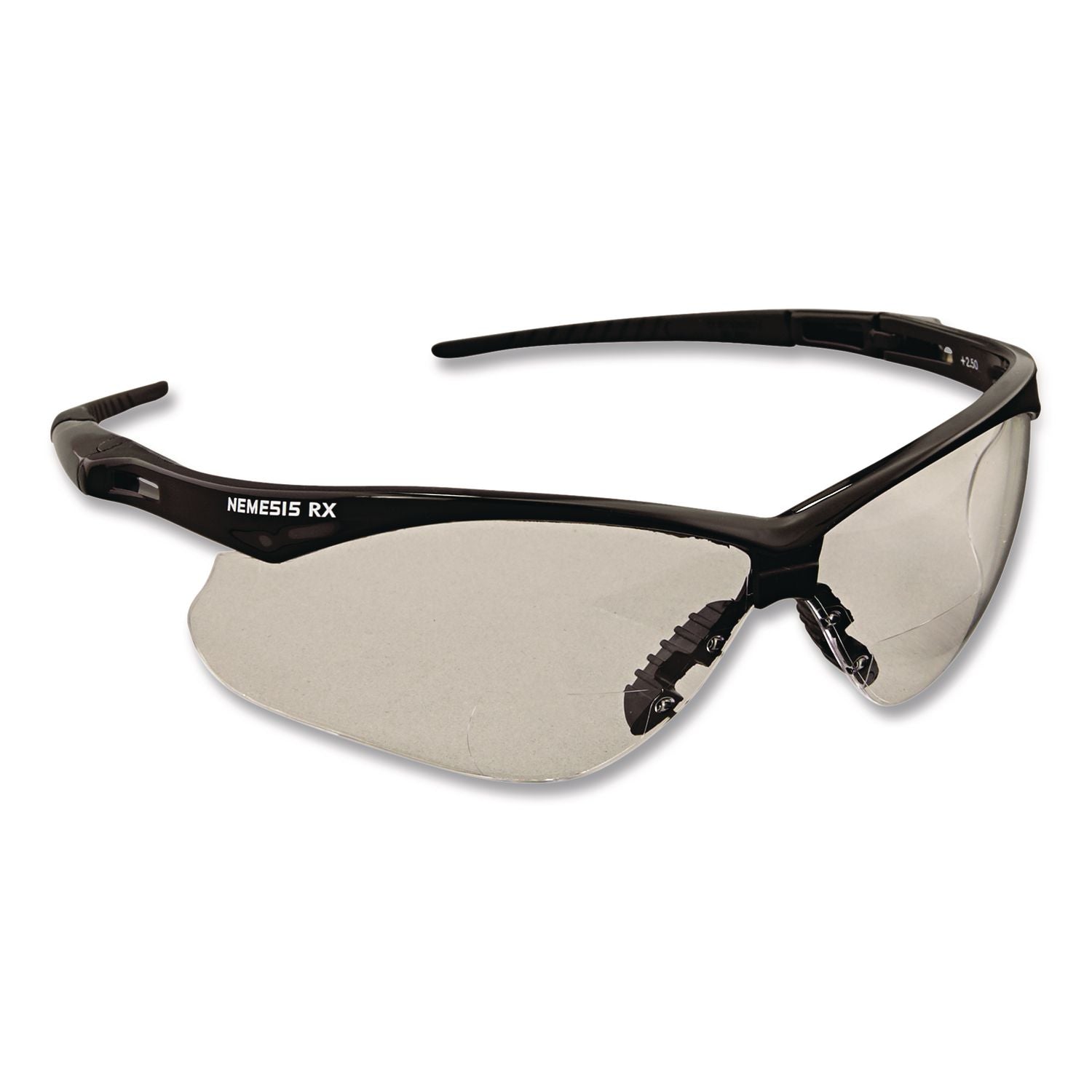 V60 Nemesis Rx Reader Safety Glasses, Black Frame, Clear Lens, +2.5 Diopter Strength