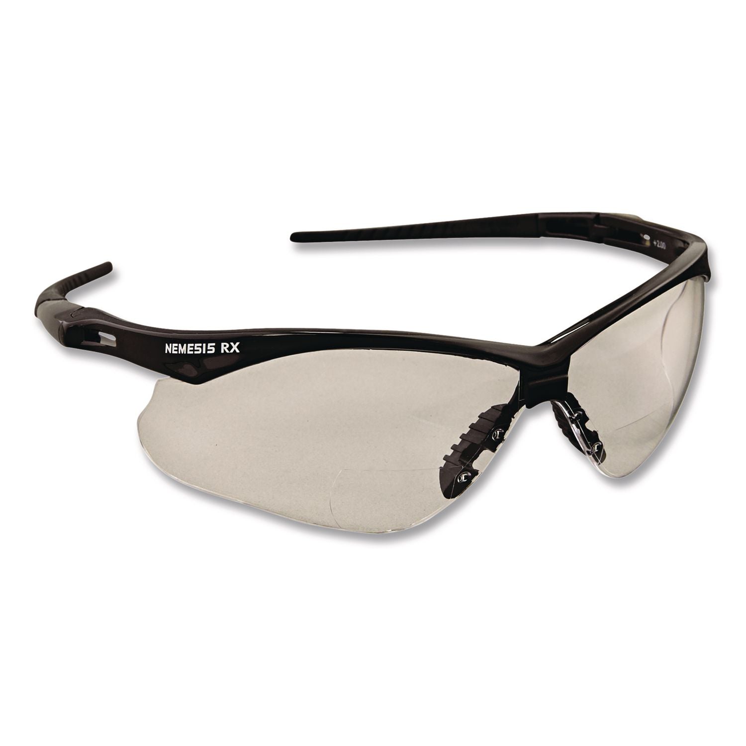V60 Nemesis Rx Reader Safety Glasses, Black Frame, Clear Lens, +2.0 Diopter Strength