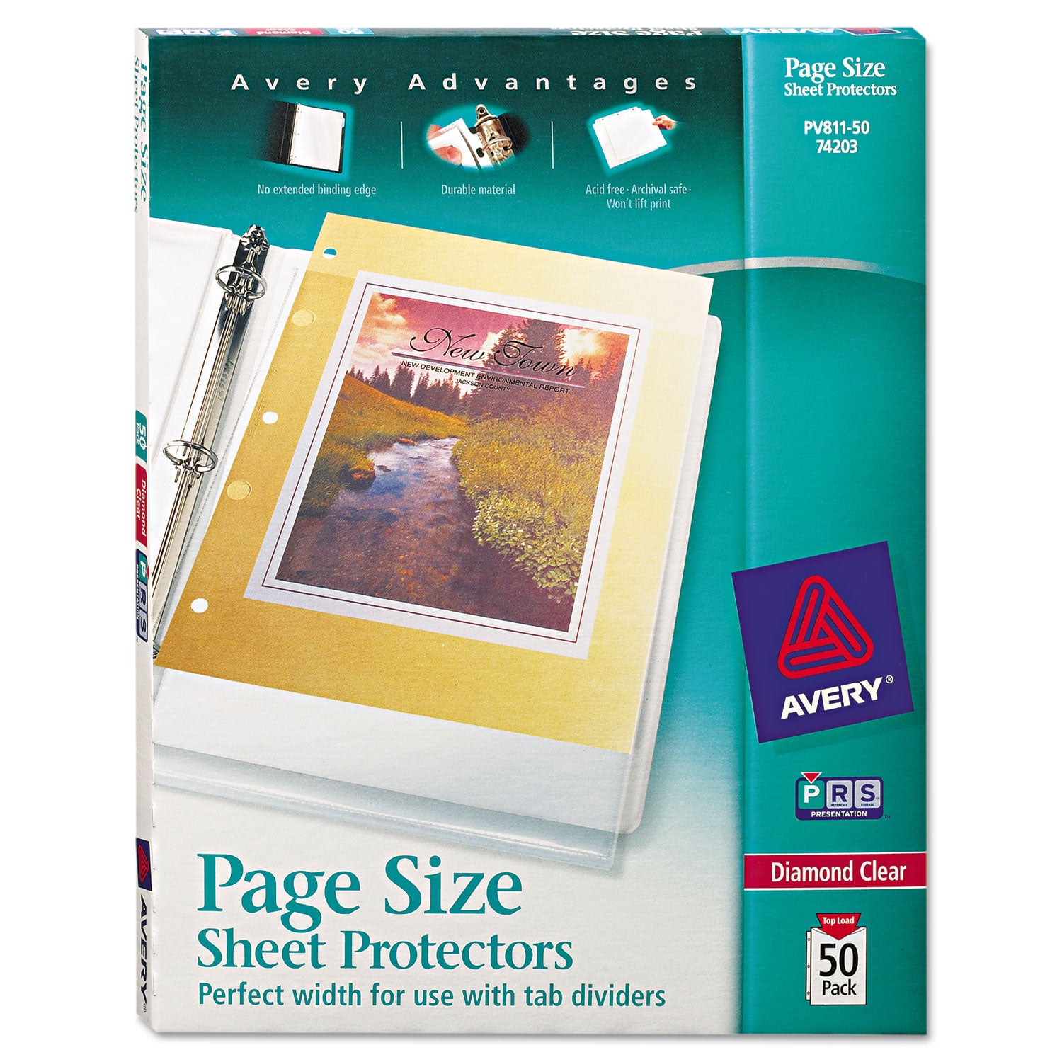 top-load-poly-3-hole-punched-sheet-protectors-letter-diamond-clear-50-box_ave74203 - 1