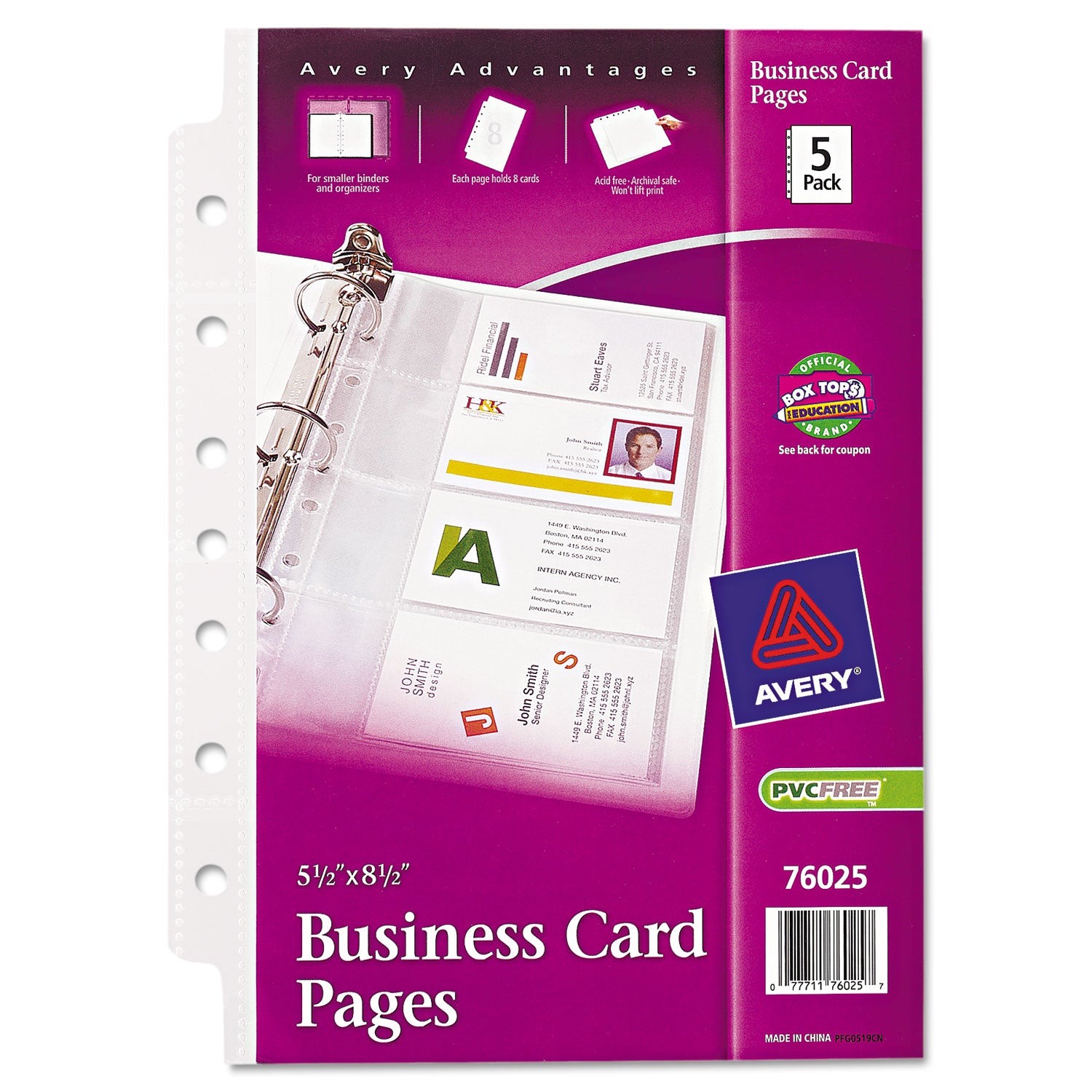 business-card-binder-pages-for-2-x-35-cards-clear-8-cards-sheet-5-pages-pack_ave76025 - 1