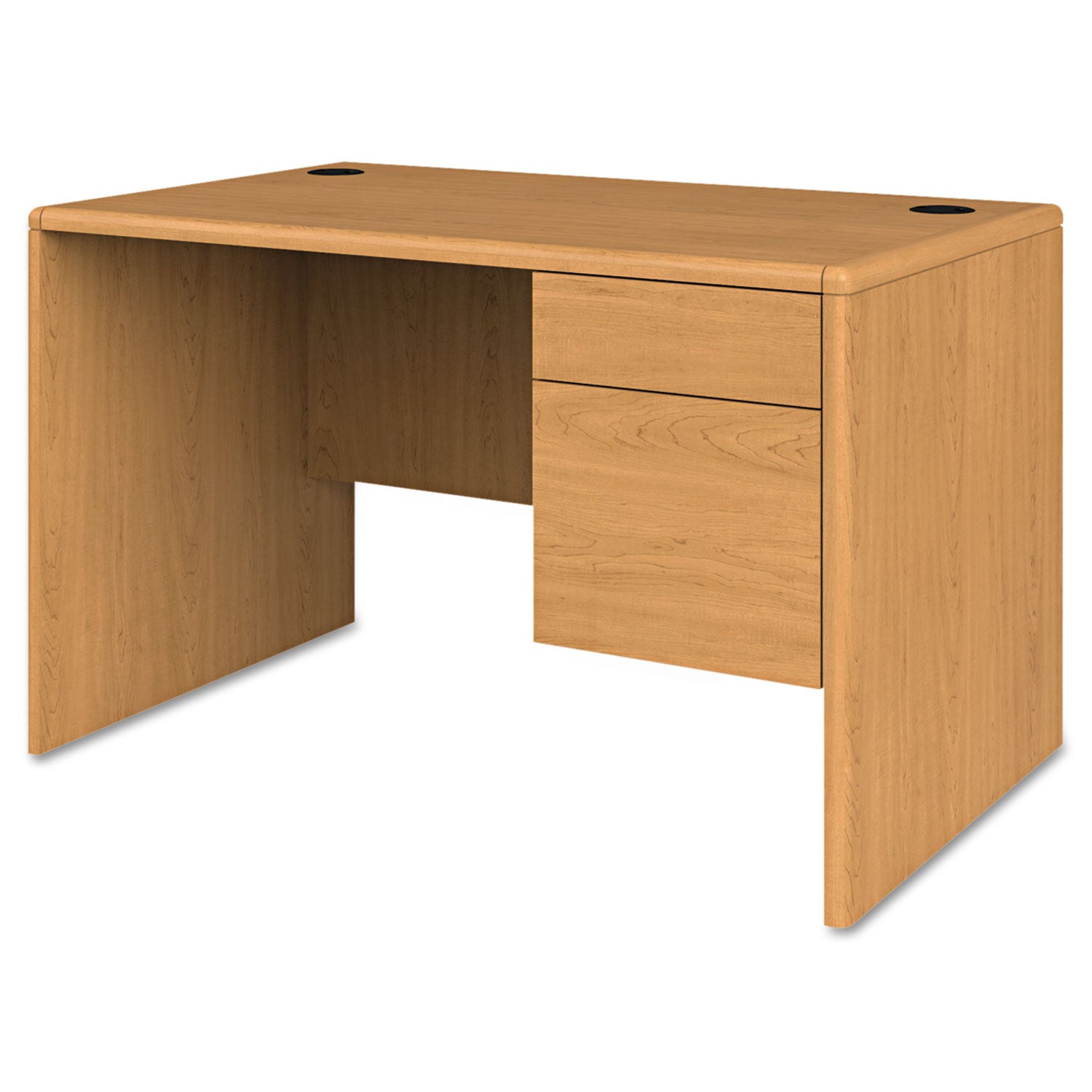 10700 Series Single Pedestal Desk with Three-Quarter Height Right Pedestal, 48" x 30" x 29.5", Harvest - 