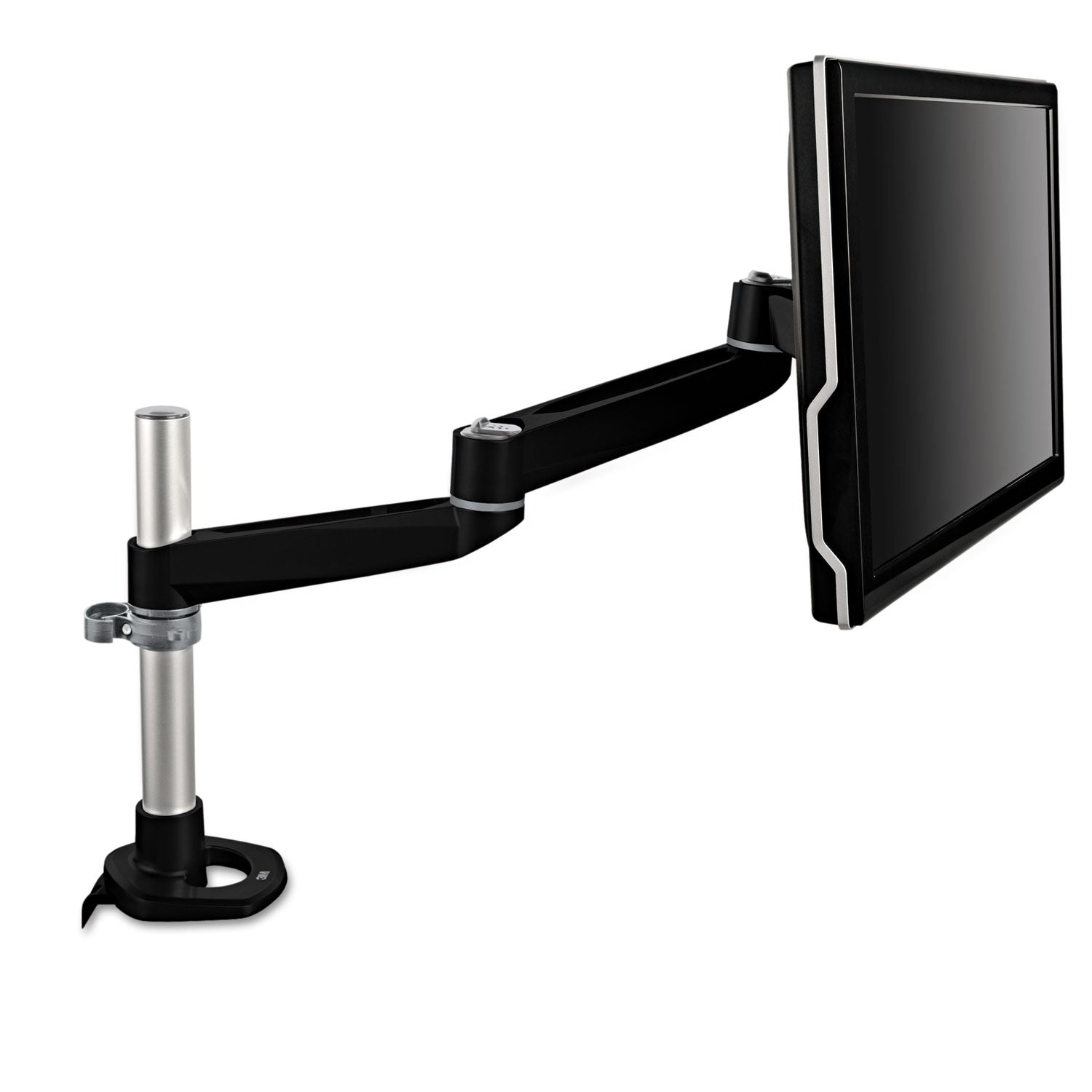 Dual Monitor Swivel Arm, 360 Degree Rotation, +15 Degree/-90 Degree Tilt, 180 Degree Pan, Black/Gray, Supports 30 lb - 