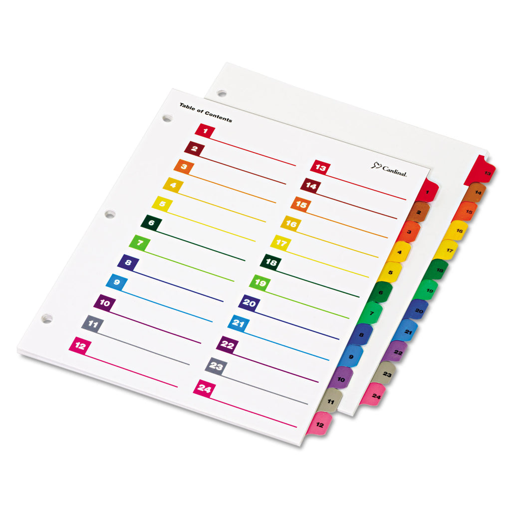 OneStep Printable Table of Contents and Dividers - Double Column, 24-Tab, 1 to 24, 11 x 8.5, White, 1 Set - 