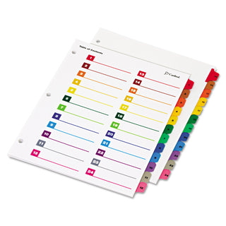 OneStep Printable Table of Contents and Dividers - Double Column, 24-Tab, 1 to 24, 11 x 8.5, White, 1 Set - 