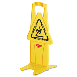 Stable Multi-Lingual Safety Sign, 13 x 13.25 x 26, Yellow - 