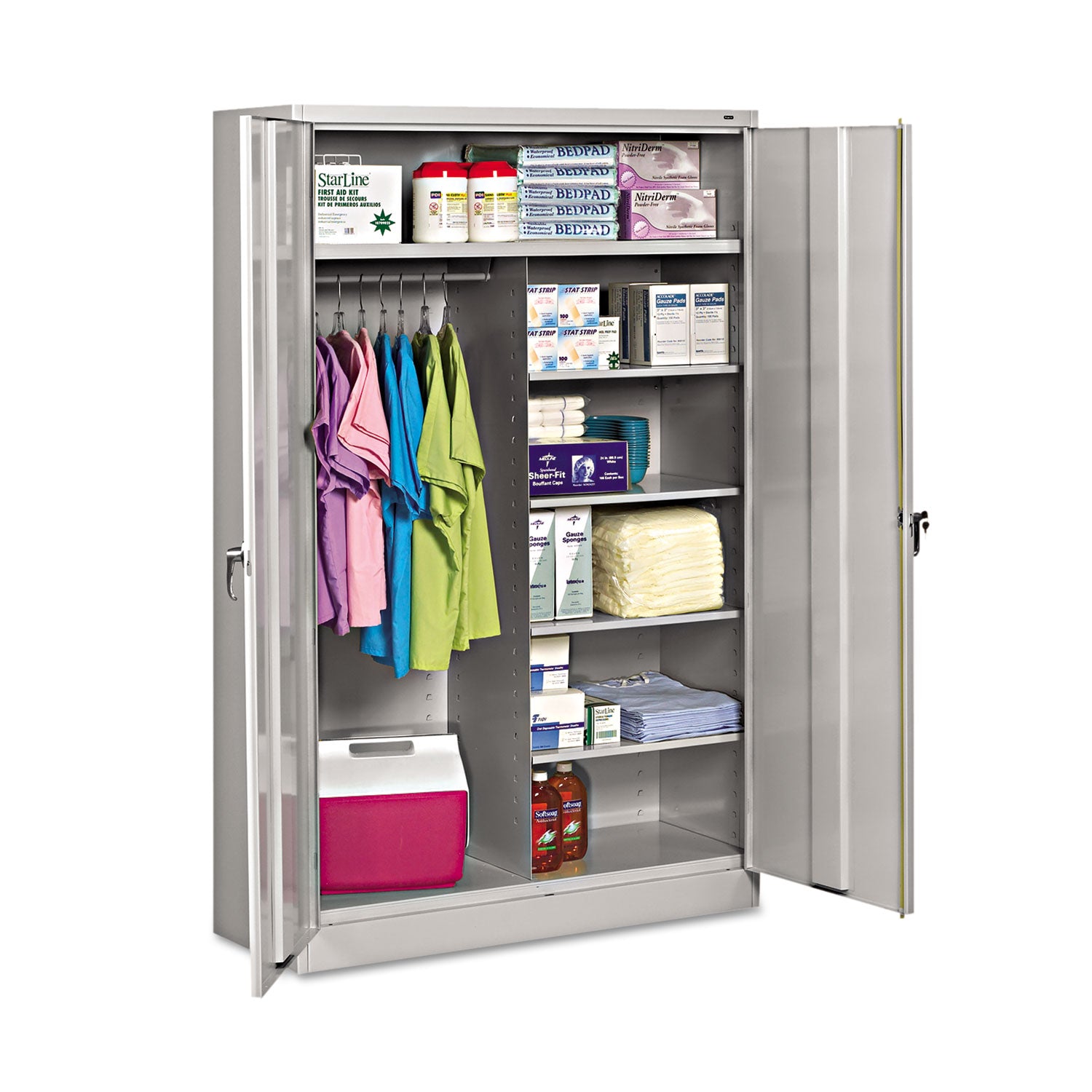 Jumbo Combination Steel Storage Cabinet, 48w x 24d x 78h, Light Gray - 