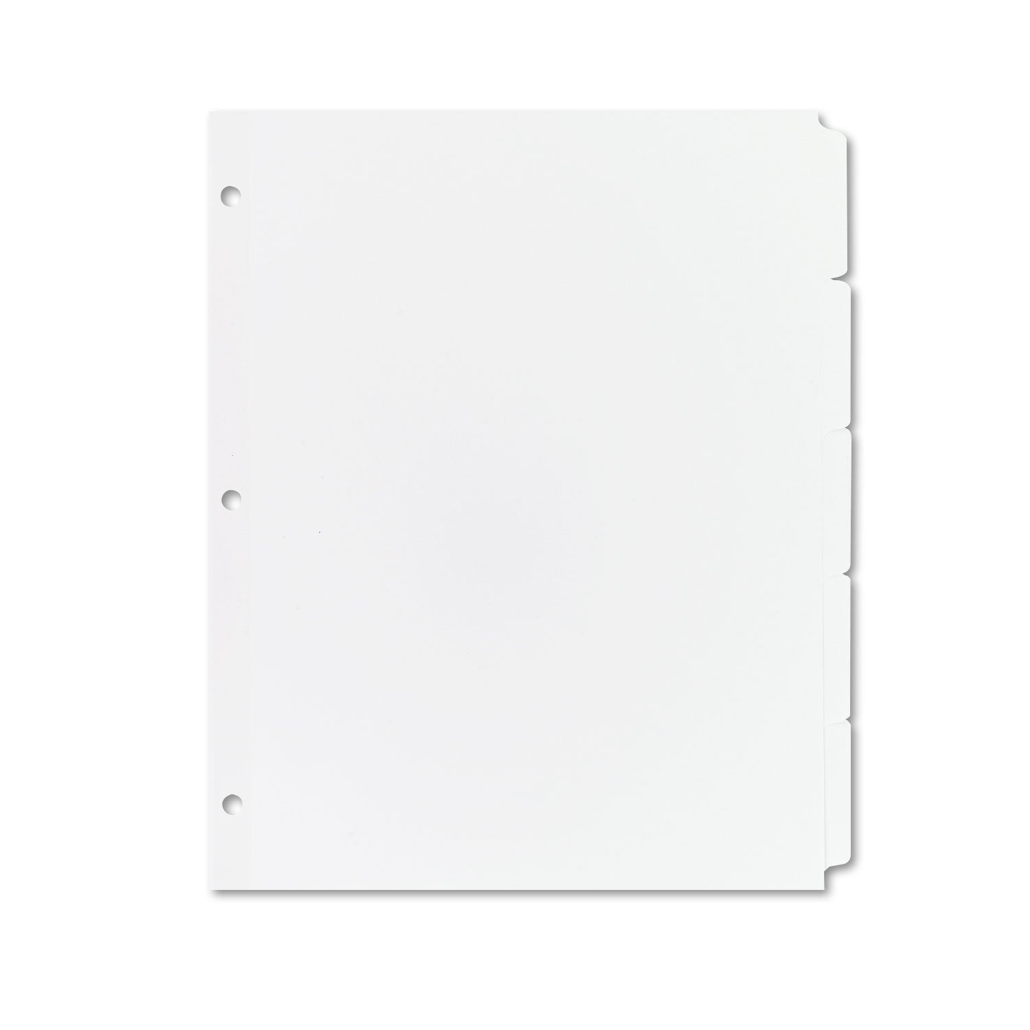 Write and Erase Plain-Tab Paper Dividers, 5-Tab, 11 x 8.5, White, 36 Sets - 