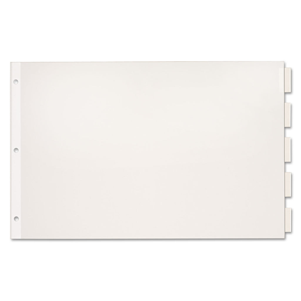 Paper Insertable Dividers, 5-Tab, 11 x 17, White, Clear Tabs, 1 Set - 