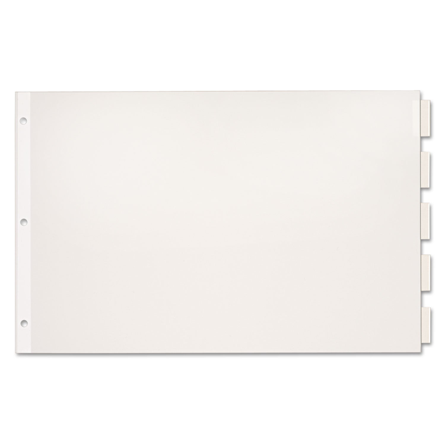 Paper Insertable Dividers, 5-Tab, 11 x 17, White, Clear Tabs, 1 Set - 