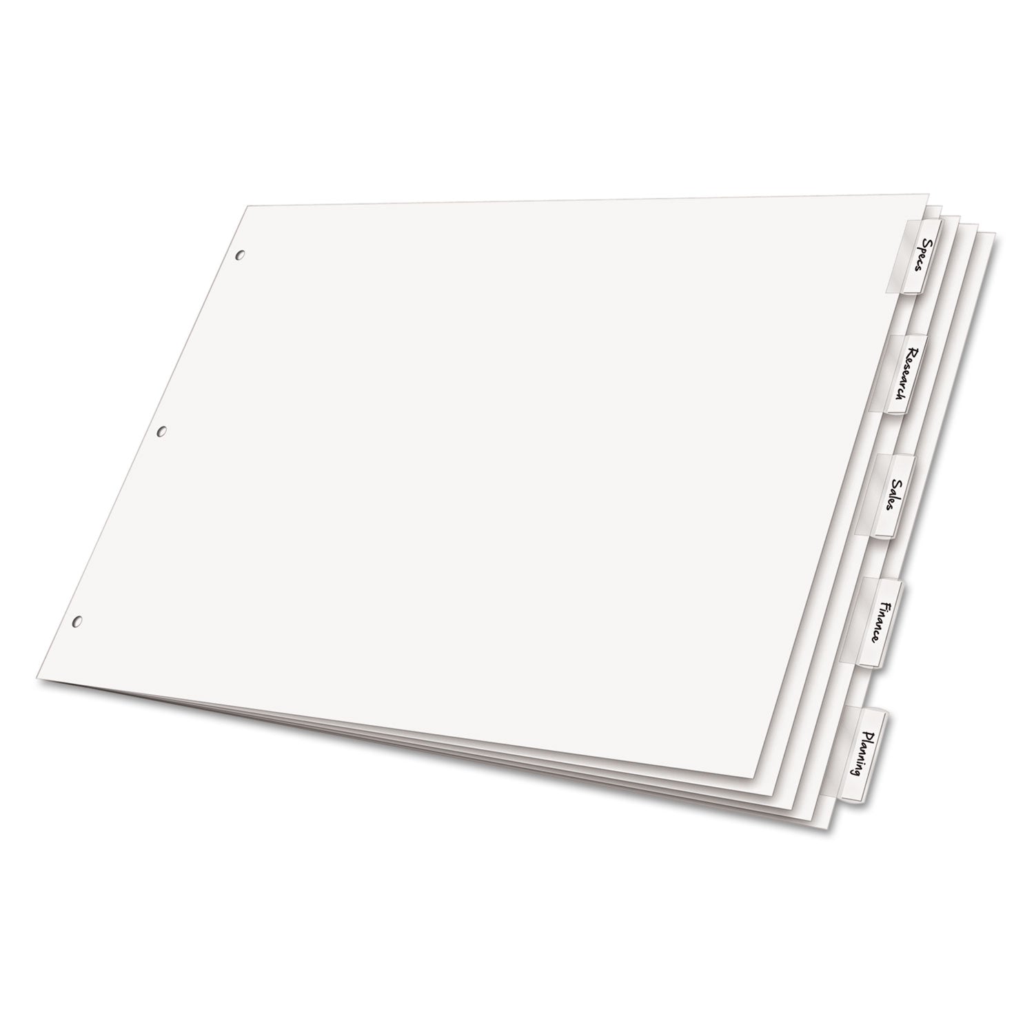 Paper Insertable Dividers, 5-Tab, 11 x 17, White, Clear Tabs, 1 Set - 