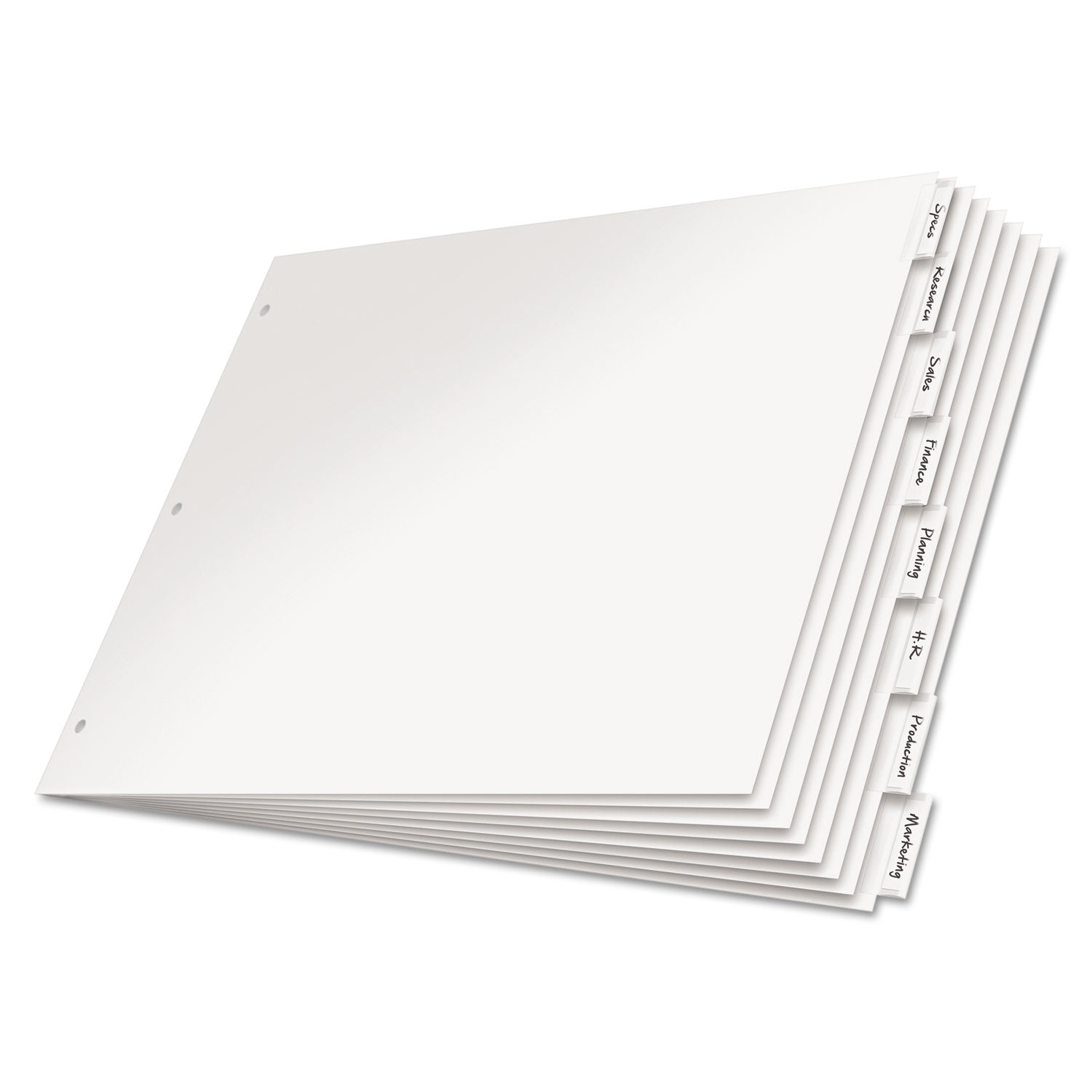 Paper Insertable Dividers, 8-Tab, 11 x 17, White, Clear Tabs, 1 Set - 
