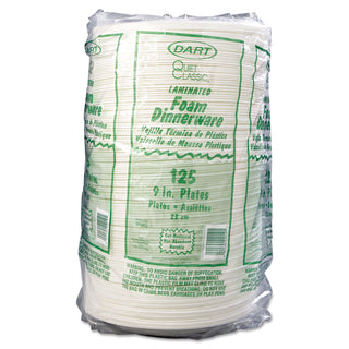 Quiet Classic Laminated Foam Dinnerware, Plate, 9" dia, White, 125/Pack, 4 Packs/Carton