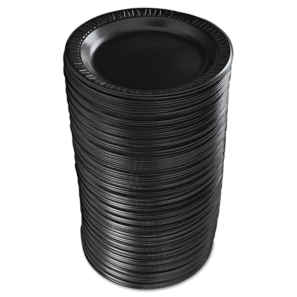 Quiet Classic Laminated Foam Dinnerware, Plate, 9" dia, Black, 125/Pack, 4 Packs/Carton