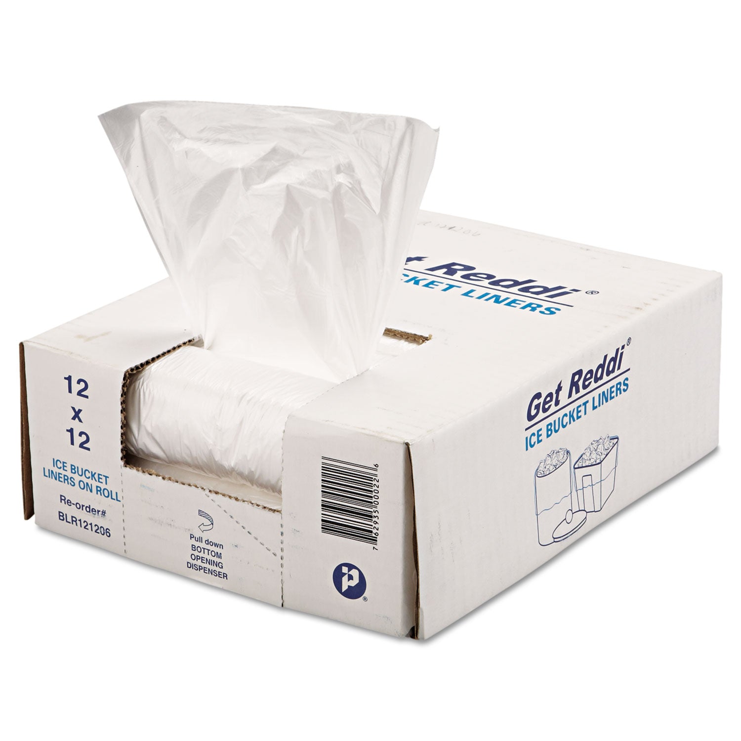 Ice Bucket Liner Bags, 3 qt, 0.24 mil, 12" x 12", Clear, 1,000/Carton