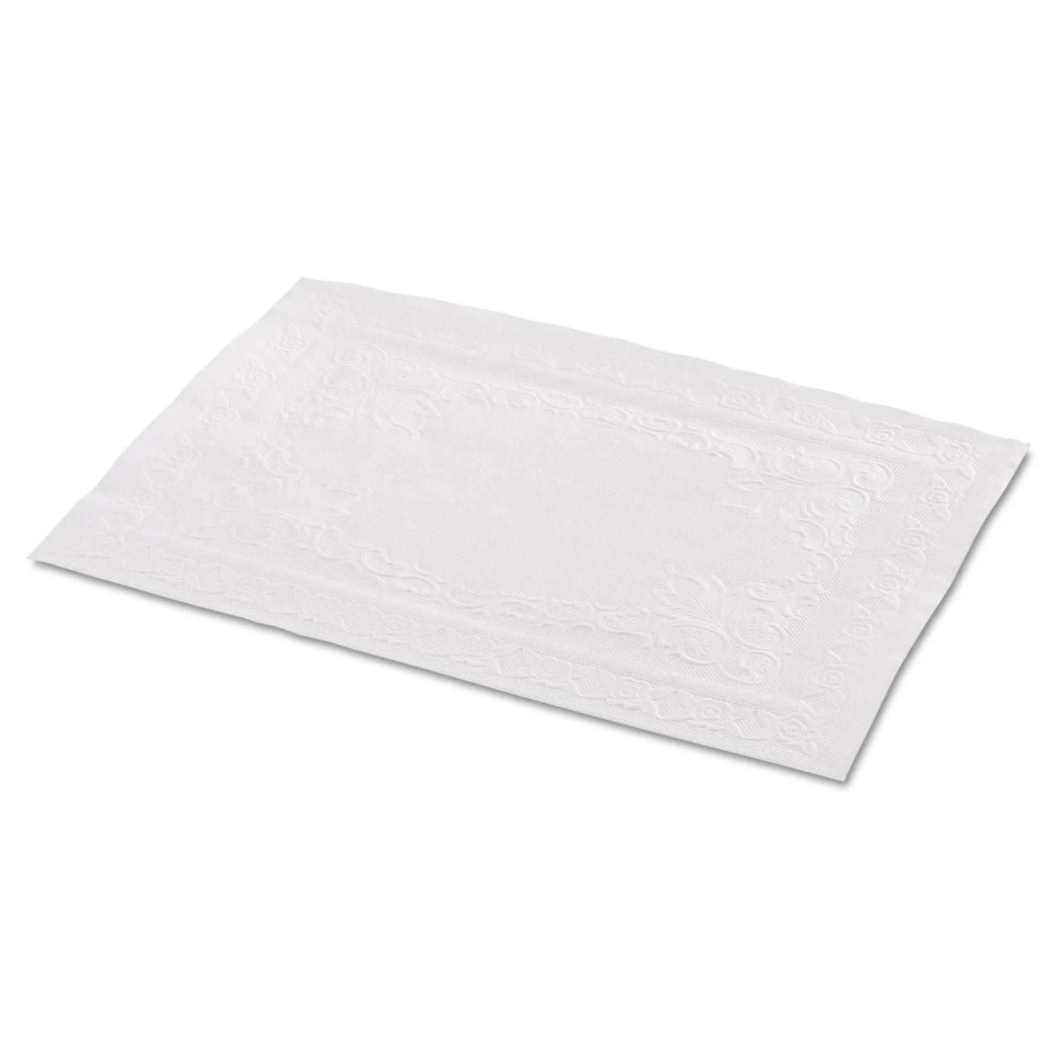 Classic Embossed Straight Edge Placemats, 10 x 14, White, 1,000/Carton - 