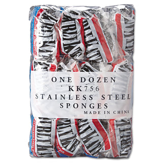 Stainless Steel Scrubbers, Large, 4 x 4, Steel Gray, 12 Scrubbers/Pack, 6 Packs/Carton